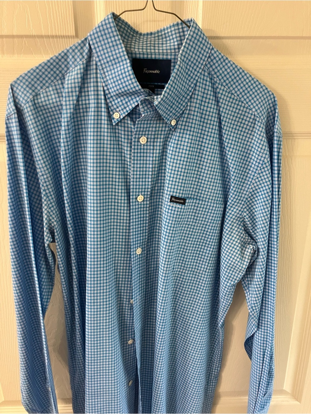 Faconnable Light Blue Gingham Button-Down Shirt